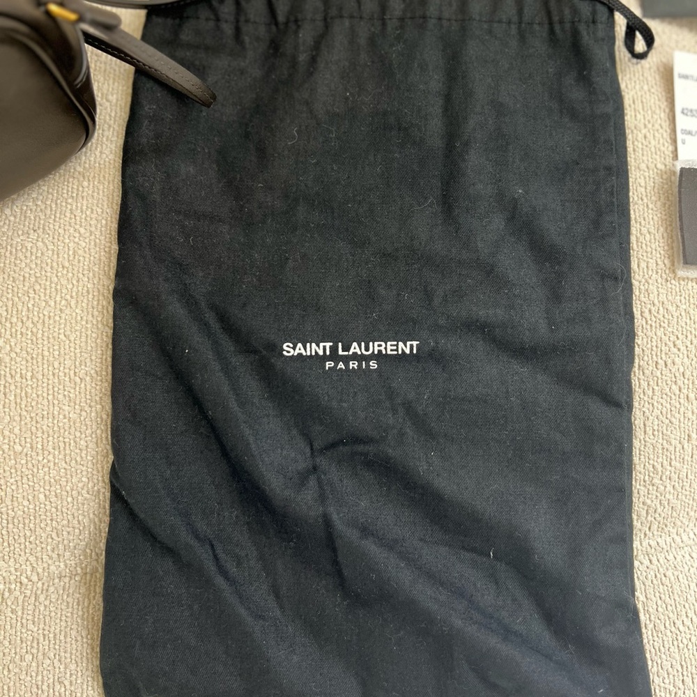 Yves Saint Laurent Coal Gray Leather Pouch Mono- crossbody - Picture 14 of 16